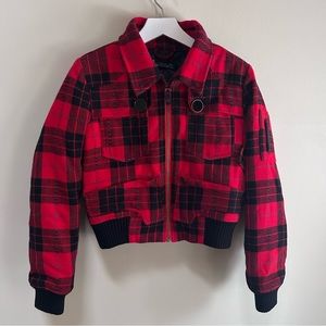 Burton~ Retro 90s Y2K Plaid Check Full Zip Cropped Jacket  size Medium~ *No hood